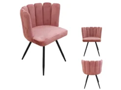 Chaise Ariel Velours Rose