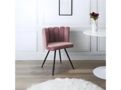 Chaise Ariel Velours Rose -Meubles Soldes Magasin chaise 13511699