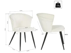 Lot De 2 Chaises De Salle À Manger Scandinave Fauteuil Assise Rembourrée En Bouclette Pieds, Blanc -Meubles Soldes Magasin chaise 13543507