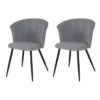 Lot De 2 Chaises De Salle À Manger Scandinave Fauteuil Assise Rembourrée En Bouclette Pieds, Gris