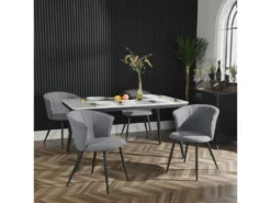 Lot De 2 Chaises De Salle À Manger Scandinave Fauteuil Assise Rembourrée En Bouclette Pieds, Gris -Meubles Soldes Magasin chaise 13543515