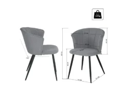 Lot De 2 Chaises De Salle À Manger Scandinave Fauteuil Assise Rembourrée En Bouclette Pieds, Gris -Meubles Soldes Magasin chaise 13543519