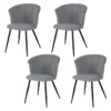 Lot De 4 Chaises De Salle À Manger Scandinave Fauteuil Assise Rembourrée En Bouclette Pieds, Gris