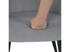 Lot De 4 Chaises De Salle À Manger Scandinave Fauteuil Assise Rembourrée En Bouclette Pieds, Gris -Meubles Soldes Magasin chaise 13543529