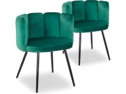 Lot De 2 Chaises Amela Velours Vert