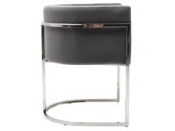 Lot De 6 Chaises Avec Accoudoirs - Velours Et Acier Inoxydable - Gris Et Chromé - PERIA De Pascal MORABITO -Meubles Soldes Magasin chaise 13885573