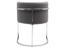 Lot De 6 Chaises Avec Accoudoirs - Velours Et Acier Inoxydable - Gris Et Chromé - PERIA De Pascal MORABITO -Meubles Soldes Magasin chaise 13885581