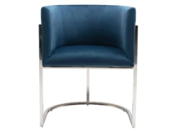 Lot De 6 Chaises Avec Accoudoirs - Velours Et Acier Inoxydable - Bleu Et Chromé - PERIA De Pascal MORABITO -Meubles Soldes Magasin chaise 13888109