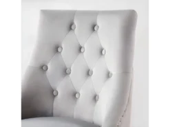 Chaise De Salle à Manger Windsor Simple - Rembourrage En Velours Moelleux Et Pieds En Bois Massif Robustes - Parfait Pour Votre Salle à Manger Et Salon - Gris Clair -Meubles Soldes Magasin chaise 13971019