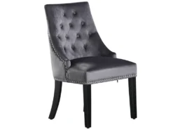 Chaise De Salle à Manger Simple Windsor - Rembourrage En Velours Moelleux Et Pieds En Bois Massif Robustes - Parfait Pour Votre Salle à Manger Et Salon - Gris Foncé