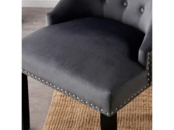 Chaise De Salle à Manger Simple Windsor - Rembourrage En Velours Moelleux Et Pieds En Bois Massif Robustes - Parfait Pour Votre Salle à Manger Et Salon - Gris Foncé -Meubles Soldes Magasin chaise 13971227