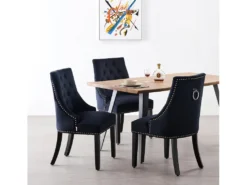 Ensemble De 2 Chaises De Salle à Manger Windsor - Rembourrage En Velours Moelleux Et Pieds En Bois Massif Robustes - Parfait Pour Votre Salle à Manger Et Salon - Noir -Meubles Soldes Magasin chaise 13971549