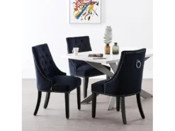 Ensemble De 2 Chaises De Salle à Manger Windsor - Rembourrage En Velours Moelleux Et Pieds En Bois Massif Robustes - Parfait Pour Votre Salle à Manger Et Salon - Noir -Meubles Soldes Magasin chaise 13971551