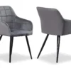 Ensemble De 2 Chaises De Salle à Manger Camden - Tapissées De Velours Avec Pieds En Métal - Gris Foncé