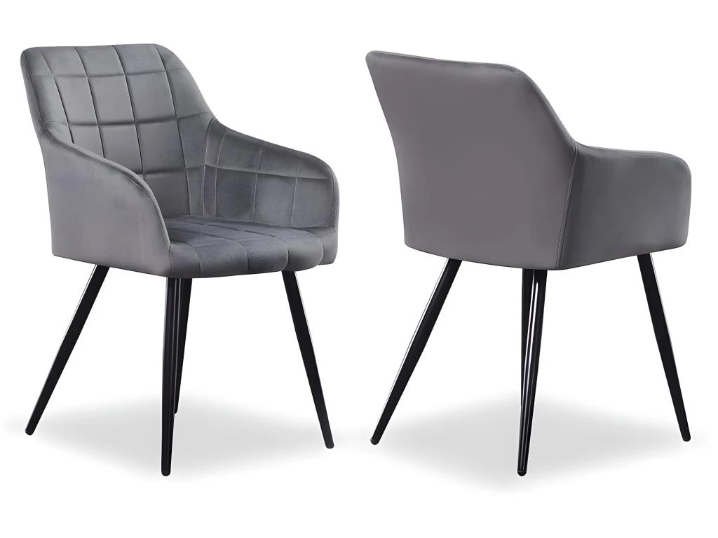 Ensemble De 2 Chaises De Salle à Manger Camden - Tapissées De Velours Avec Pieds En Métal - Gris Foncé 1 Ensemble De 2 Chaises De Salle à Manger Camden - Tapissées De Velours Avec Pieds En Métal - Gris Foncé