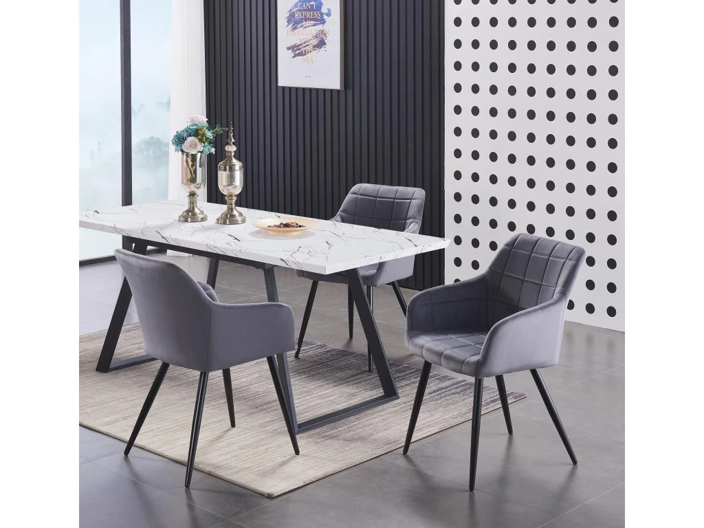 Ensemble De 2 Chaises De Salle à Manger Camden - Tapissées De Velours Avec Pieds En Métal - Gris Foncé 8 Ensemble De 2 Chaises De Salle à Manger Camden - Tapissées De Velours Avec Pieds En Métal - Gris Foncé – Image 8