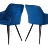 Lot De 2 Chaises De Salle à Manger Camden - Tapissées De Velours Avec Pieds En Métal - Bleu