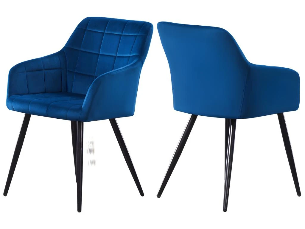 Lot De 2 Chaises De Salle à Manger Camden - Tapissées De Velours Avec Pieds En Métal - Bleu 1 Lot De 2 Chaises De Salle à Manger Camden - Tapissées De Velours Avec Pieds En Métal - Bleu