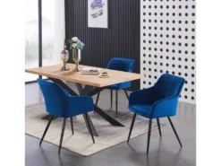 Lot De 2 Chaises De Salle à Manger Camden - Tapissées De Velours Avec Pieds En Métal - Bleu 17 Lot De 2 Chaises De Salle à Manger Camden - Tapissées De Velours Avec Pieds En Métal - Bleu -Meubles Soldes Magasin chaise 14148001