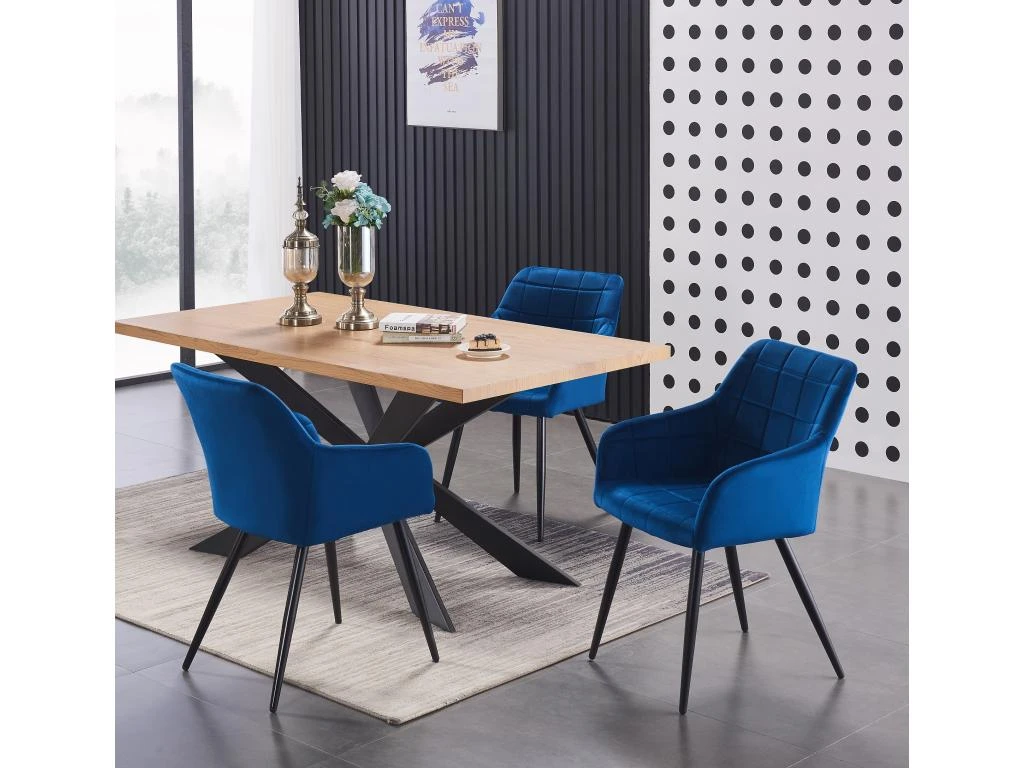 Lot De 2 Chaises De Salle à Manger Camden - Tapissées De Velours Avec Pieds En Métal - Bleu 8 Lot De 2 Chaises De Salle à Manger Camden - Tapissées De Velours Avec Pieds En Métal - Bleu – Image 8