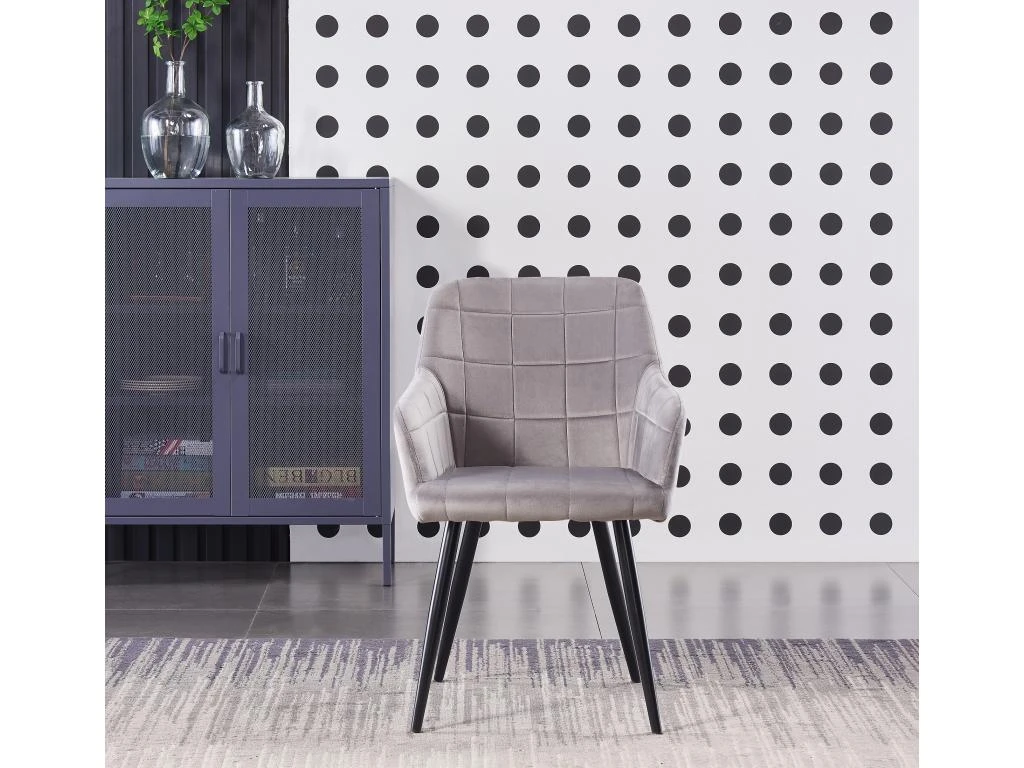 Ensemble De 2 Chaises De Salle à Manger Camden - Tapissées De Velours Avec Pieds En Métal - Gris Clair 2 Ensemble De 2 Chaises De Salle à Manger Camden - Tapissées De Velours Avec Pieds En Métal - Gris Clair – Image 2