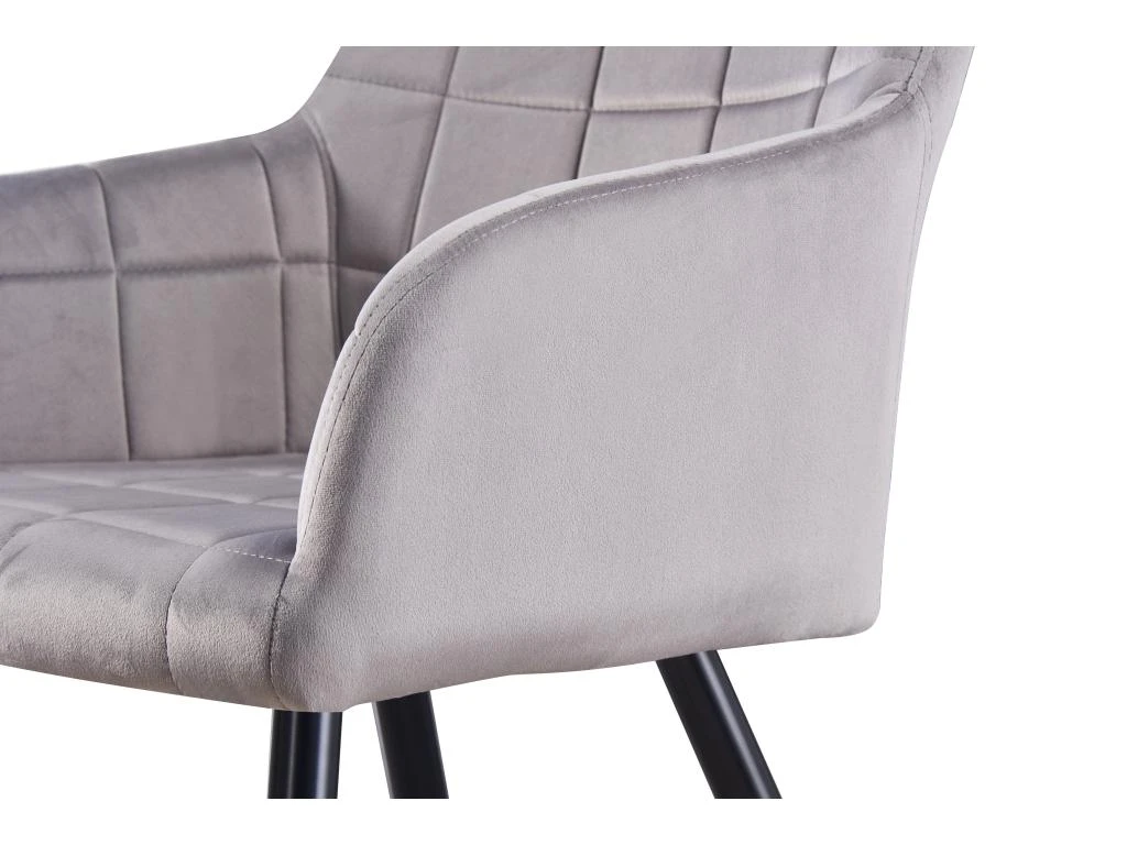 Ensemble De 2 Chaises De Salle à Manger Camden - Tapissées De Velours Avec Pieds En Métal - Gris Clair 7 Ensemble De 2 Chaises De Salle à Manger Camden - Tapissées De Velours Avec Pieds En Métal - Gris Clair – Image 7