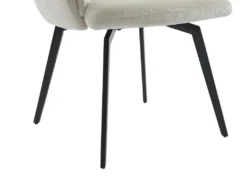 Lot De 2 Chaises Avec Accoudoirs En Velours Côtelé Et Métal - Crème - MILBIA -Meubles Soldes Magasin chaise 15660265