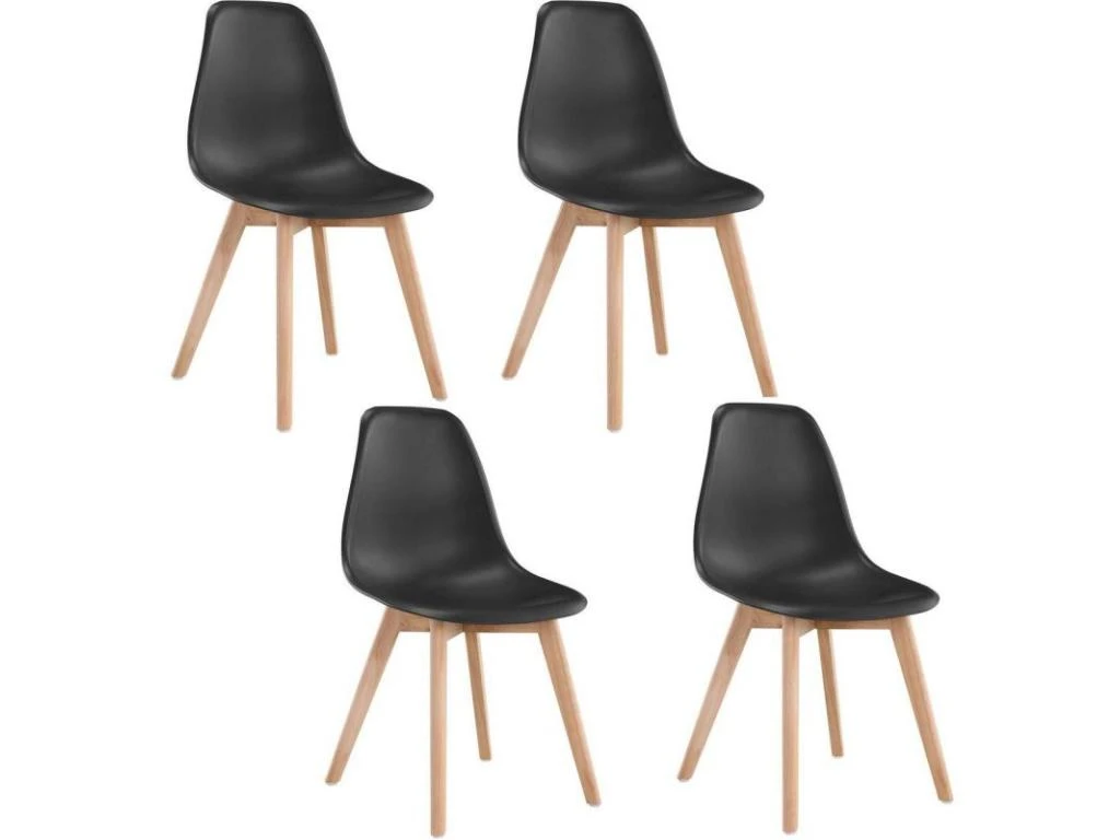 Lot De 4 Chaises Scandinaves "Pesuo" 82cm Noir 1 Lot De 4 Chaises Scandinaves "Pesuo" 82cm Noir