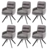 6x Chaises De Salle à Manger Fauteuil Lounge Avec Accoudoir Confortable Rotative En Tissu Gris Clair 04_0000860