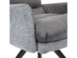6x Chaises De Salle à Manger Fauteuil Lounge Avec Accoudoir Confortable Rotative En Tissu Gris Clair 04_0000860 -Meubles Soldes Magasin chaise 15778087