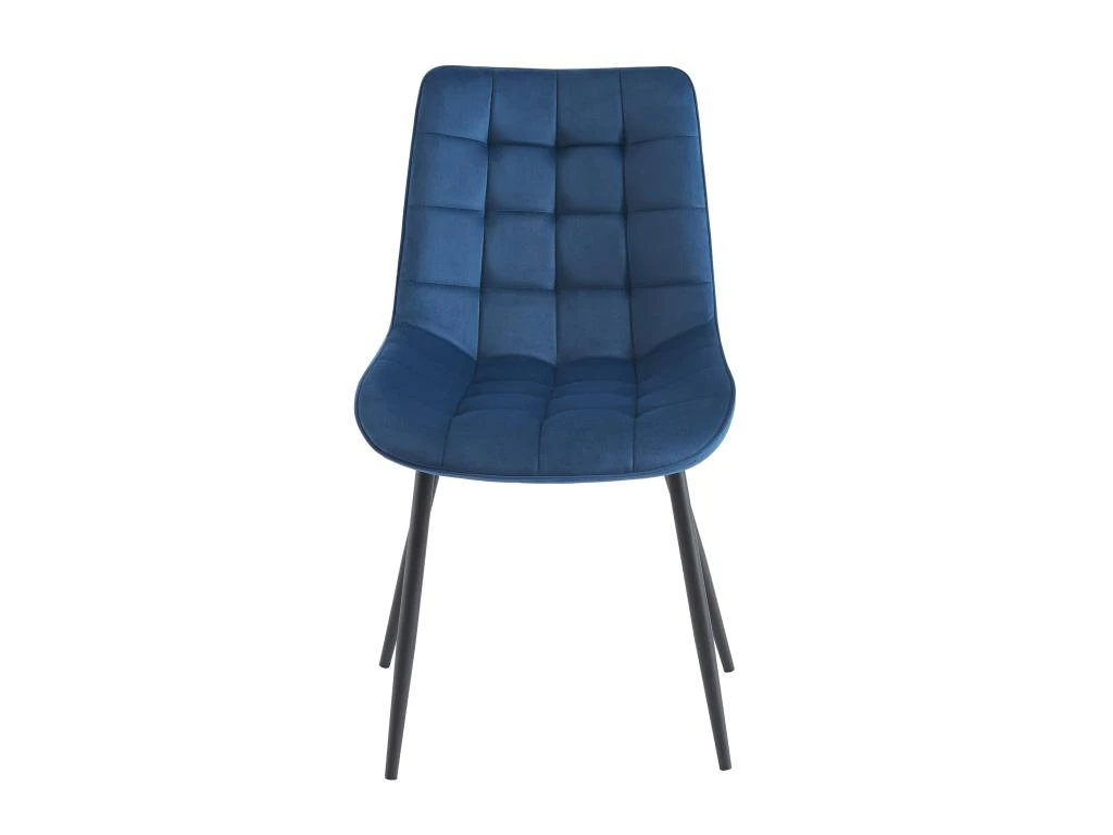 Lot De 2 Chaises Matelassées - Velours Et Métal Noir - Bleu Nuit - OLLUA 3 Lot De 2 Chaises Matelassées - Velours Et Métal Noir - Bleu Nuit - OLLUA – Image 3