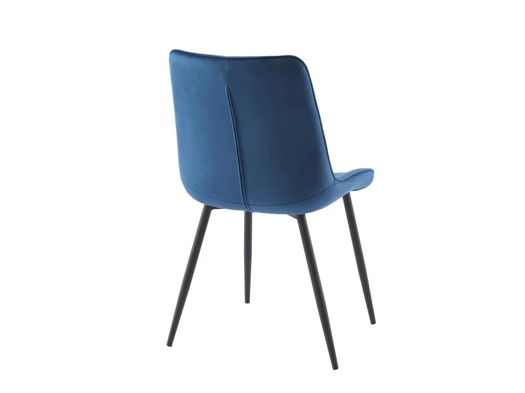 Lot De 2 Chaises Matelassées - Velours Et Métal Noir - Bleu Nuit - OLLUA 7 Lot De 2 Chaises Matelassées - Velours Et Métal Noir - Bleu Nuit - OLLUA – Image 7