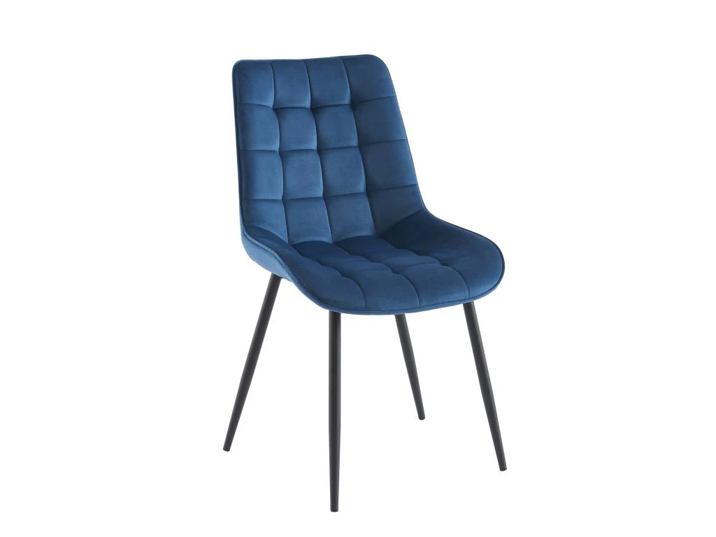 Lot De 2 Chaises Matelassées - Velours Et Métal Noir - Bleu Nuit - OLLUA 4 Lot De 2 Chaises Matelassées - Velours Et Métal Noir - Bleu Nuit - OLLUA – Image 4