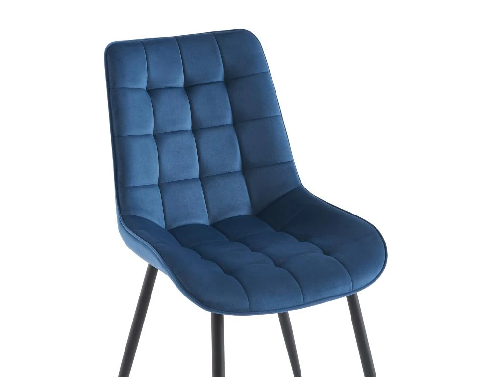 Lot De 2 Chaises Matelassées - Velours Et Métal Noir - Bleu Nuit - OLLUA 5 Lot De 2 Chaises Matelassées - Velours Et Métal Noir - Bleu Nuit - OLLUA – Image 5