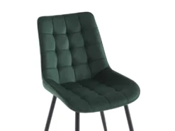 Lot De 2 Chaises Matelassées - Velours Et Métal Noir - Vert - OLLUA -Meubles Soldes Magasin chaise 15854347