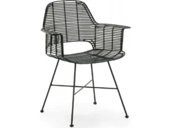 Chaise Osier/Métal Noir -Meubles Soldes Magasin chaise 15870469