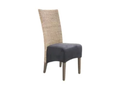 Chaise Rotin Et Teck Teinté Gris Prestige