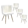 FJARD - Lot De 4 Fauteuils Blanc Tissu Bouclettes