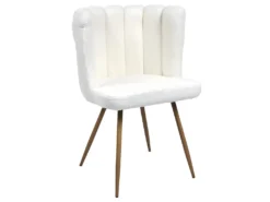 FJARD - Lot De 4 Fauteuils Blanc Tissu Bouclettes -Meubles Soldes Magasin chaise 17590879