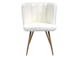 FJARD - Lot De 4 Fauteuils Blanc Tissu Bouclettes -Meubles Soldes Magasin chaise 17590881