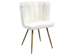 FJARD - Lot De 2 Fauteuils Blanc Tissu Bouclettes -Meubles Soldes Magasin chaise 17590895