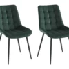 Lot De 2 Chaises Matelassées - Velours Et Métal Noir - Vert - OLLUA