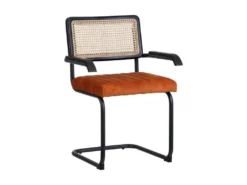 Duo De Chaises à Accoudoirs Métal/Rotin/Orange - MARIETTE -Meubles Soldes Magasin chaise 17626387