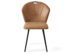 Chaise Simili Marron Avec Poignée SC2 Pieds Métal - Marron -Meubles Soldes Magasin chaise 18081541