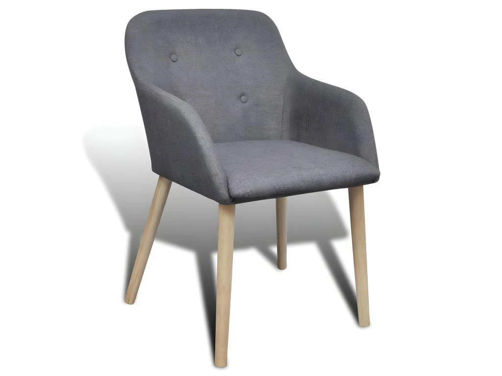 Lot De 2 Chaises De Salle à Manger Avec Accoudoir En Chêne En Tissu Gris Foncé 1902061 2 Lot De 2 Chaises De Salle à Manger Avec Accoudoir En Chêne En Tissu Gris Foncé 1902061 – Image 2