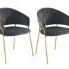 Lot De 2 Chaises En Velours Et Métal Doré - Gris - MADOLIA De Pascal MORABITO
