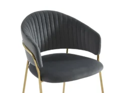 Lot De 2 Chaises En Velours Et Métal Doré - Gris - MADOLIA De Pascal MORABITO -Meubles Soldes Magasin chaise 18320789