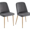 Lot De 2 Chaises En Velours Et Métal Effet Bois - Gris - MINAGRI