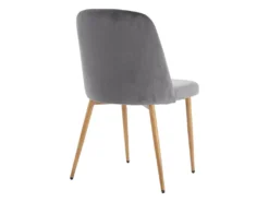 Lot De 2 Chaises En Velours Et Métal Effet Bois - Gris - MINAGRI 12 Lot De 2 Chaises En Velours Et Métal Effet Bois - Gris - MINAGRI -Meubles Soldes Magasin chaise 18365135