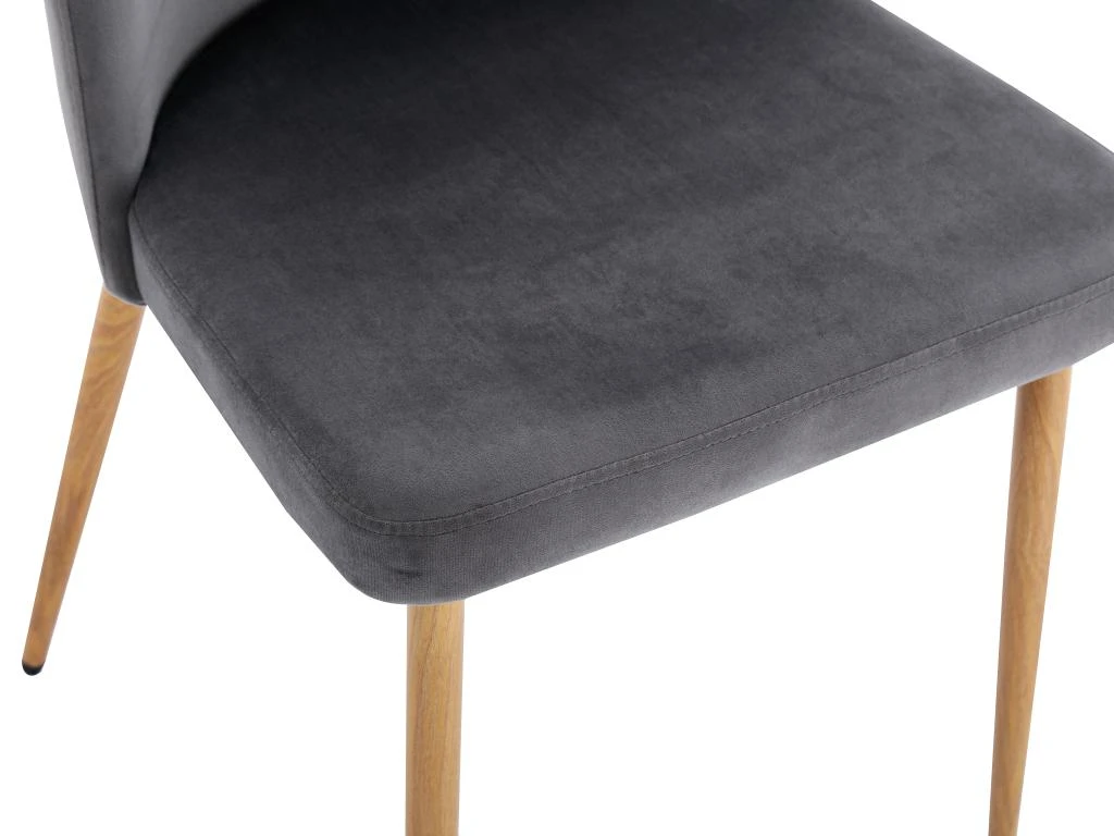 Lot De 6 Chaises En Velours Et Métal Effet Bois - Gris - MINAGRI 7 Lot De 6 Chaises En Velours Et Métal Effet Bois - Gris - MINAGRI – Image 7